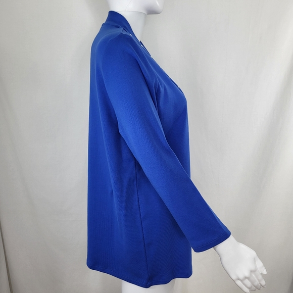 Rafaella Bright Blue OPEN CARDIGAN Womens Size M Studded Cotton 3/4 Sleeve NWT - Picture 2 of 15